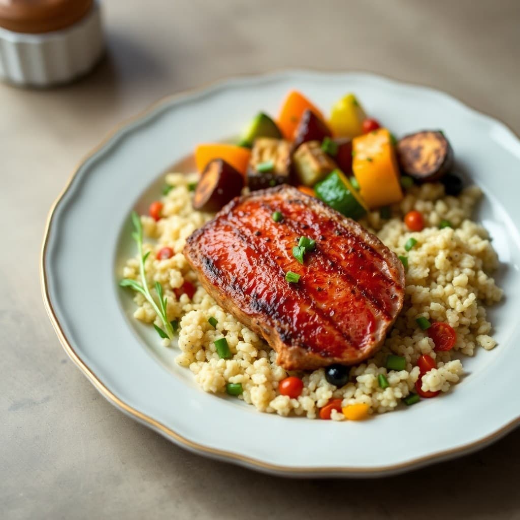 Seared Chili-Lime Tuna with Quinoa and Roasted Vegetables