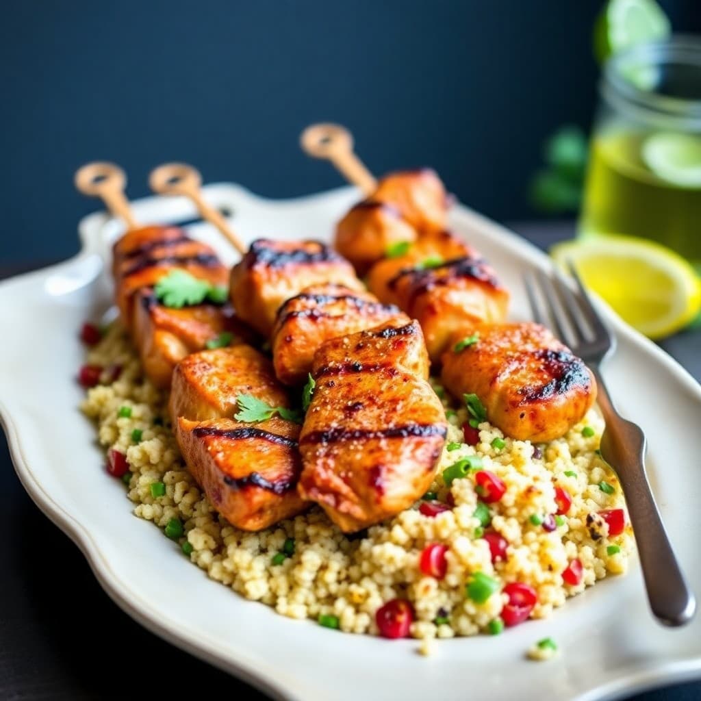 Moroccan-Spiced Chicken Skewers with Lemon Herb Couscous