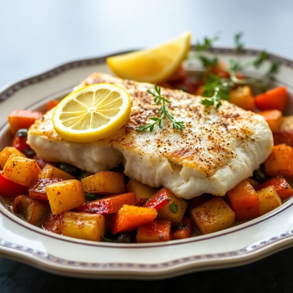 Lemon Garlic Baked Cod with Roasted Vegetables