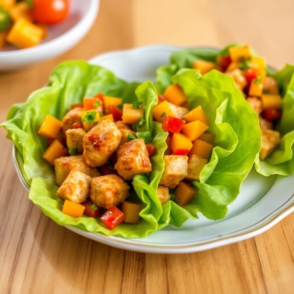 Spicy Mango Chicken Lettuce Wraps