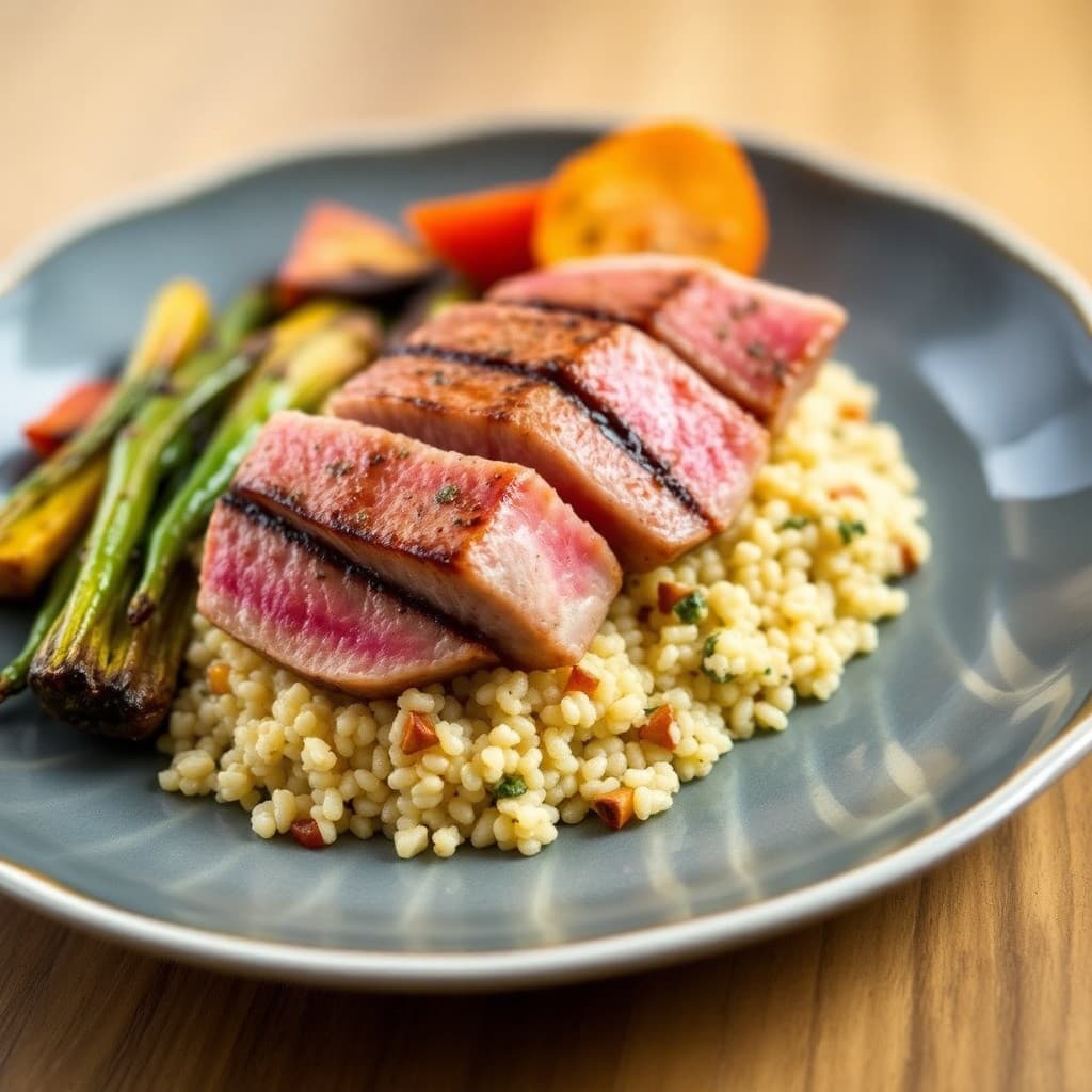 Seared Ahi Tuna with Quinoa and Roasted Vegetables