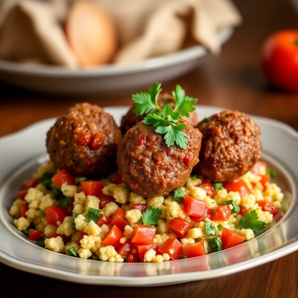 Moroccan-Spiced Beef Meatballs with Couscous Tabbouleh