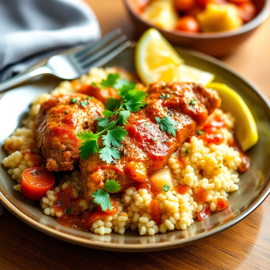 Zesty Moroccan Chicken Tagine with Spiced Couscous