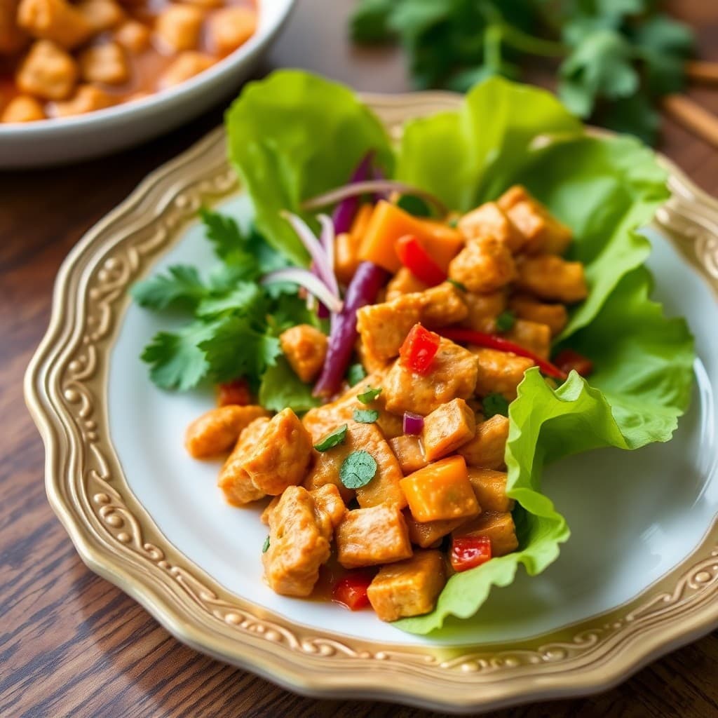 Spicy Thai Coconut Chicken Lettuce Wraps