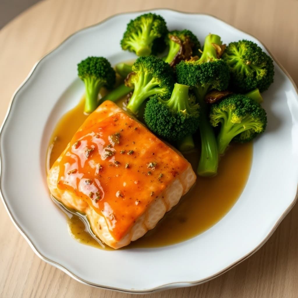 Honey Garlic Glazed Salmon with Roasted Broccoli