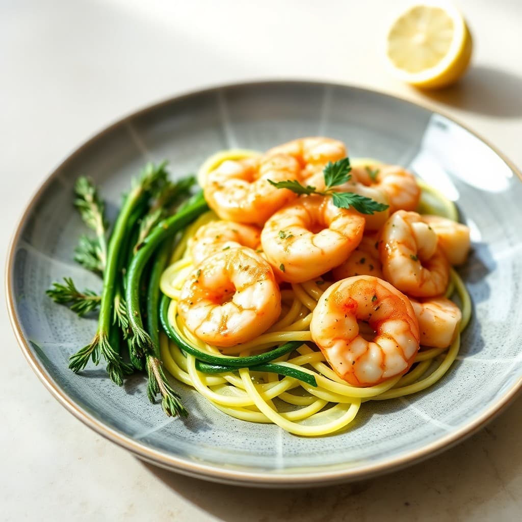 Sautéed Lemon Garlic Shrimp with Zucchini Noodles