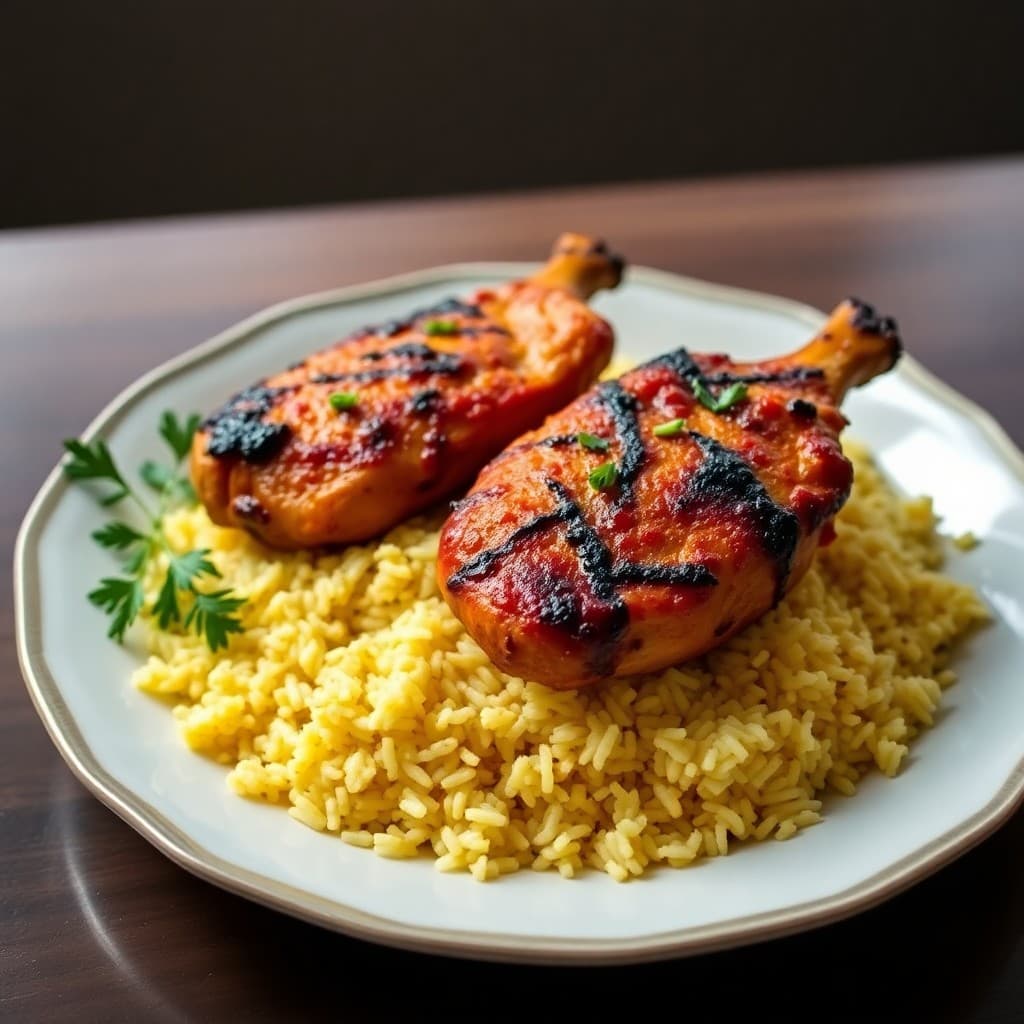Indian Tandoori Chicken with Saffron Rice