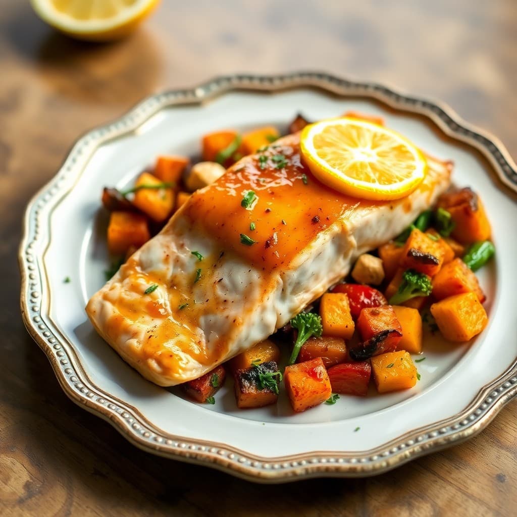 Zesty Citrus Salmon with Roasted Sweet Potato Medley
