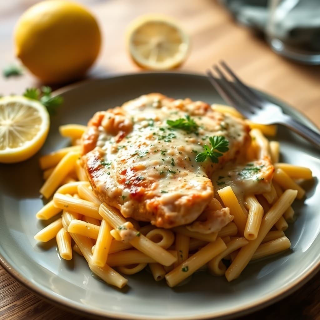 Lemon Garlic Chicken Penne Pasta