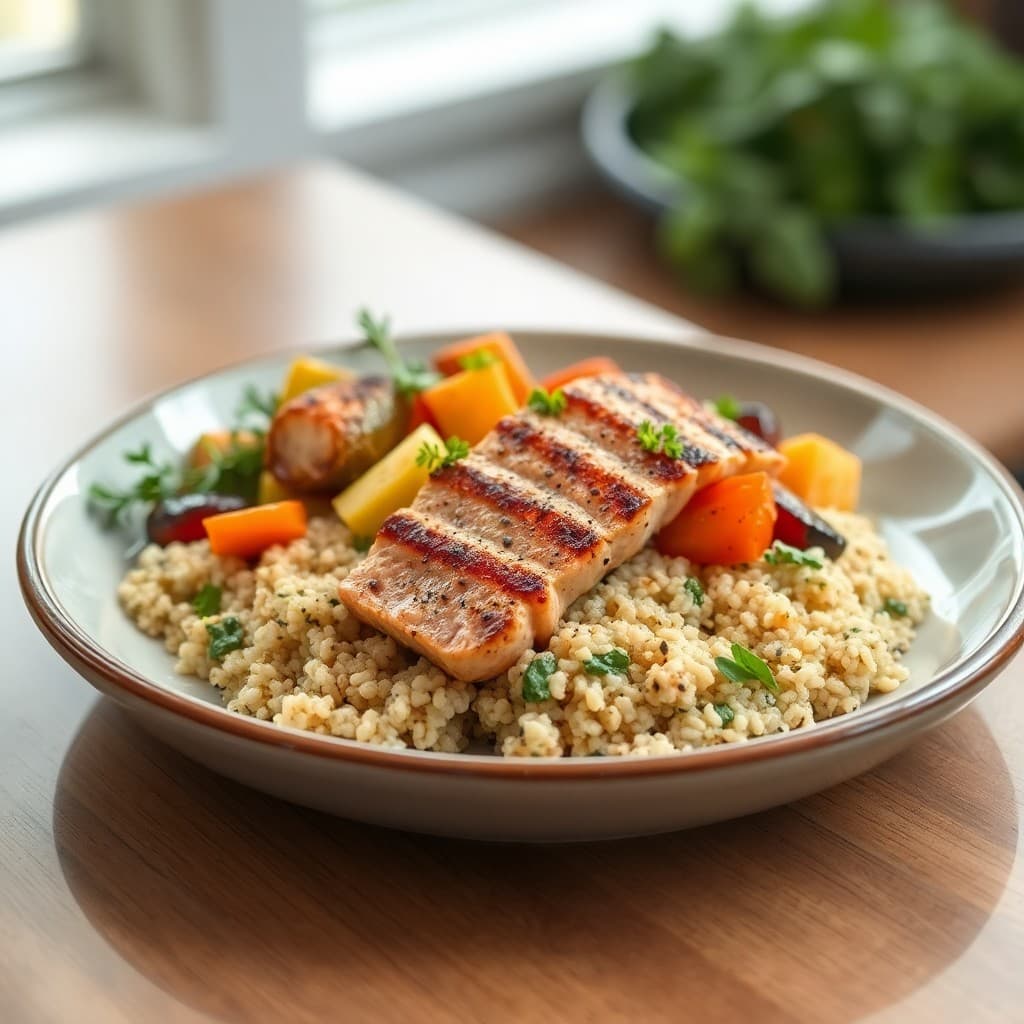 Seared Tuna with Quinoa and Roasted Vegetables