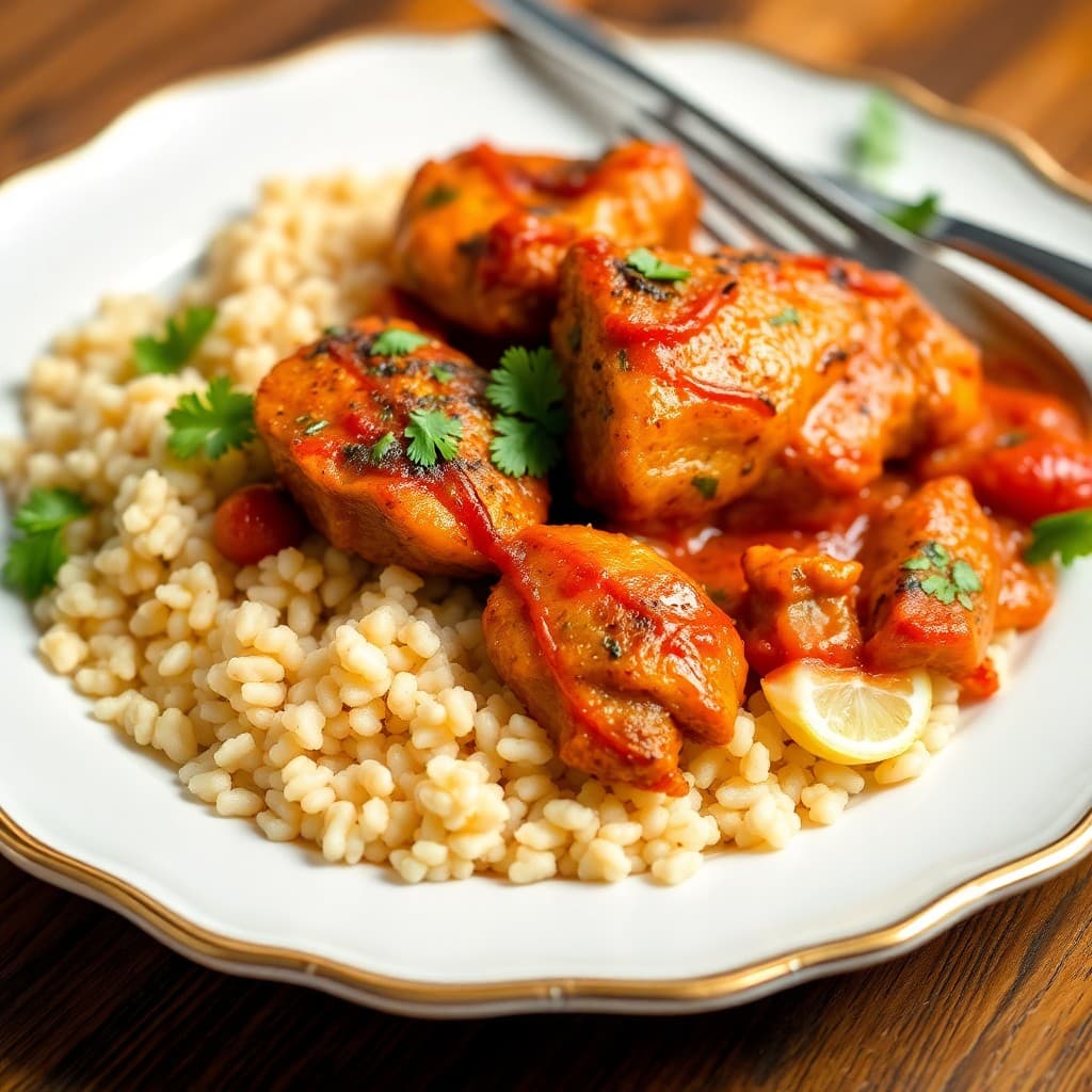 Zesty Moroccan Chicken Tagine with Almond Couscous