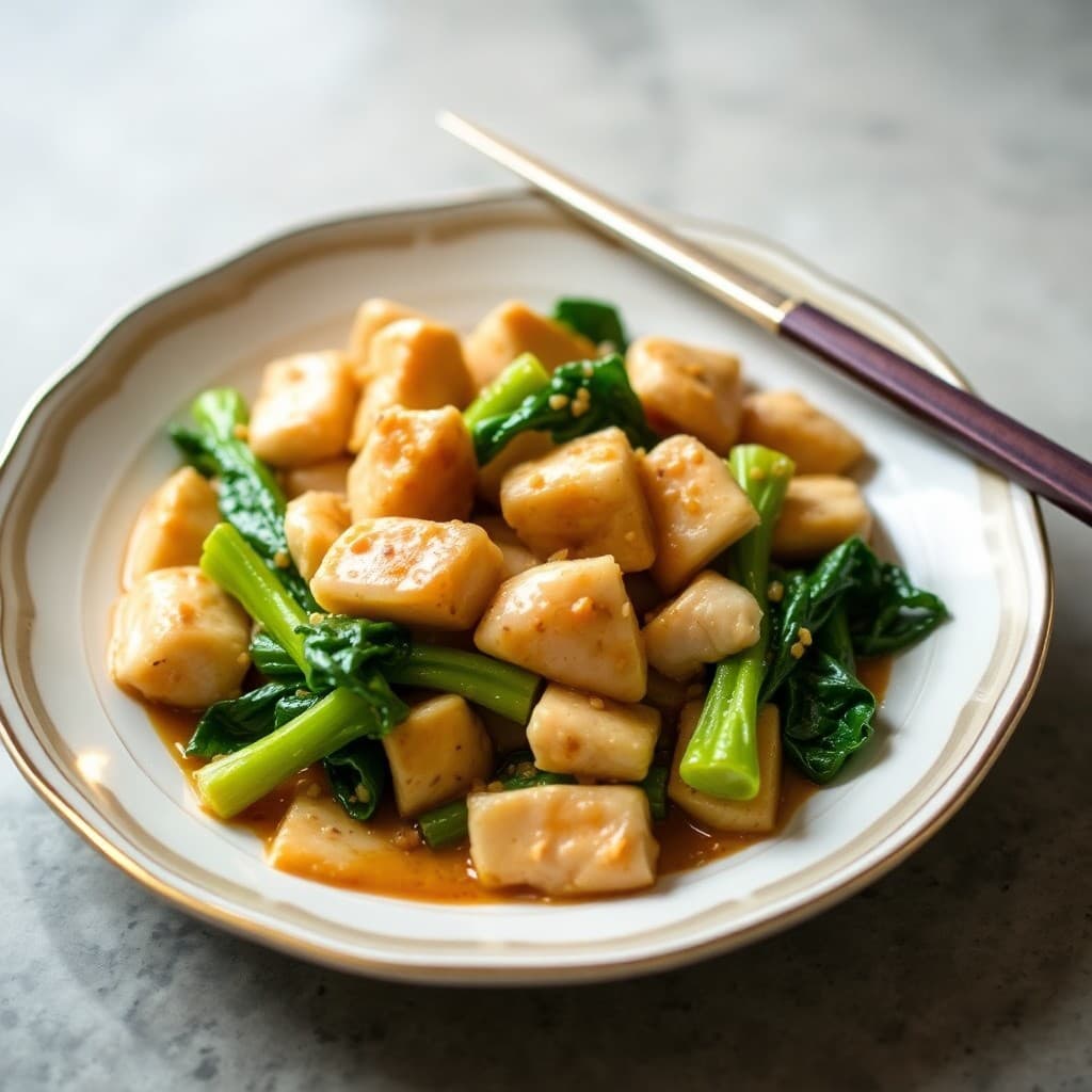 Zesty Lemon Chicken Stir-Fry with Garlic Ginger Bok Choy