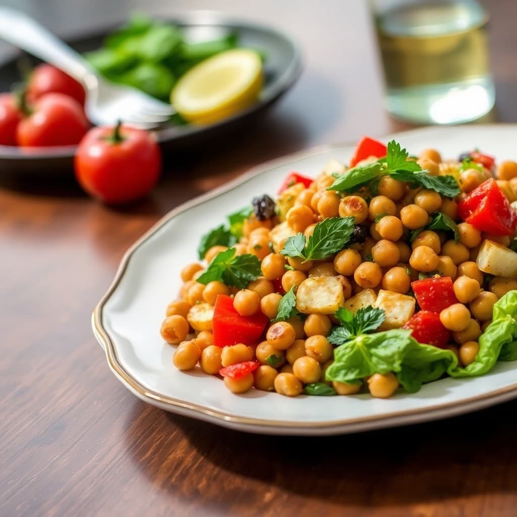 Mediterranean Roasted Vegetable and Chickpea Salad