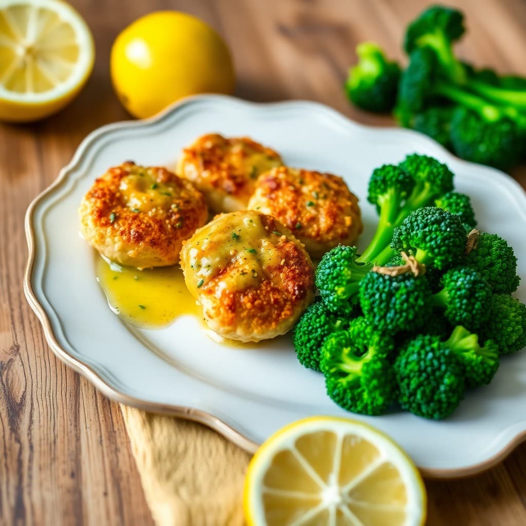 Zesty Lemon Parmesan Chicken Bites with Roasted Broccoli