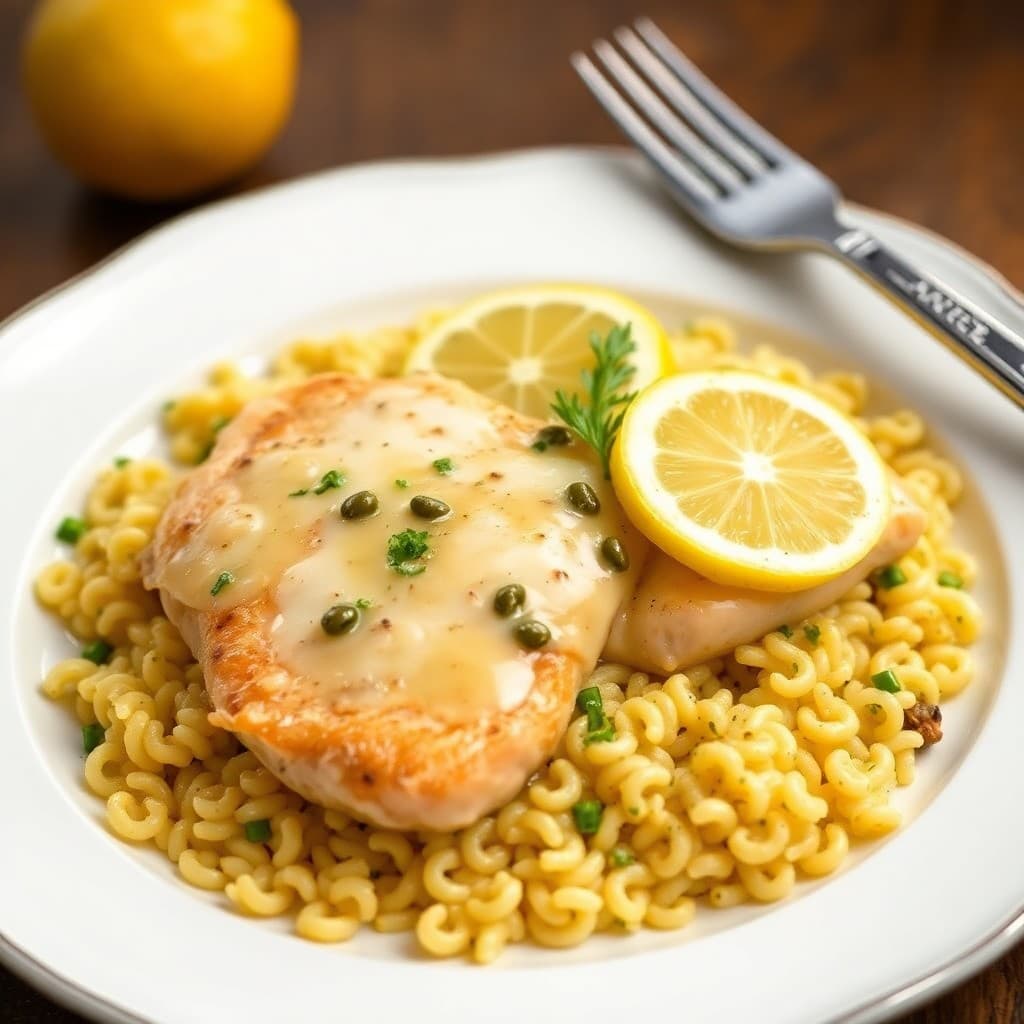 Zesty Lemon Chicken Piccata with Lemon Herb Orzo