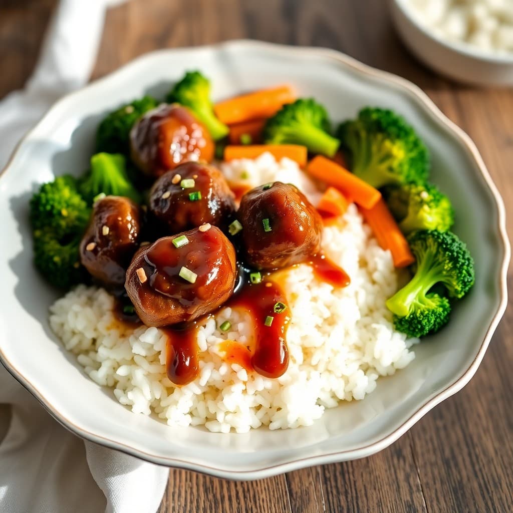 Japanese Teriyaki Meatball Bowls