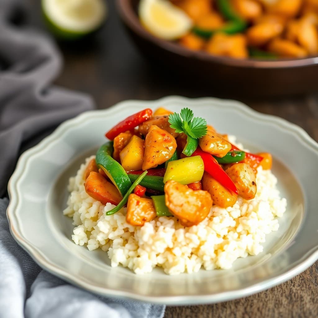 Sizzling Chili-Lime Chicken Stir-Fry with Cauliflower Rice
