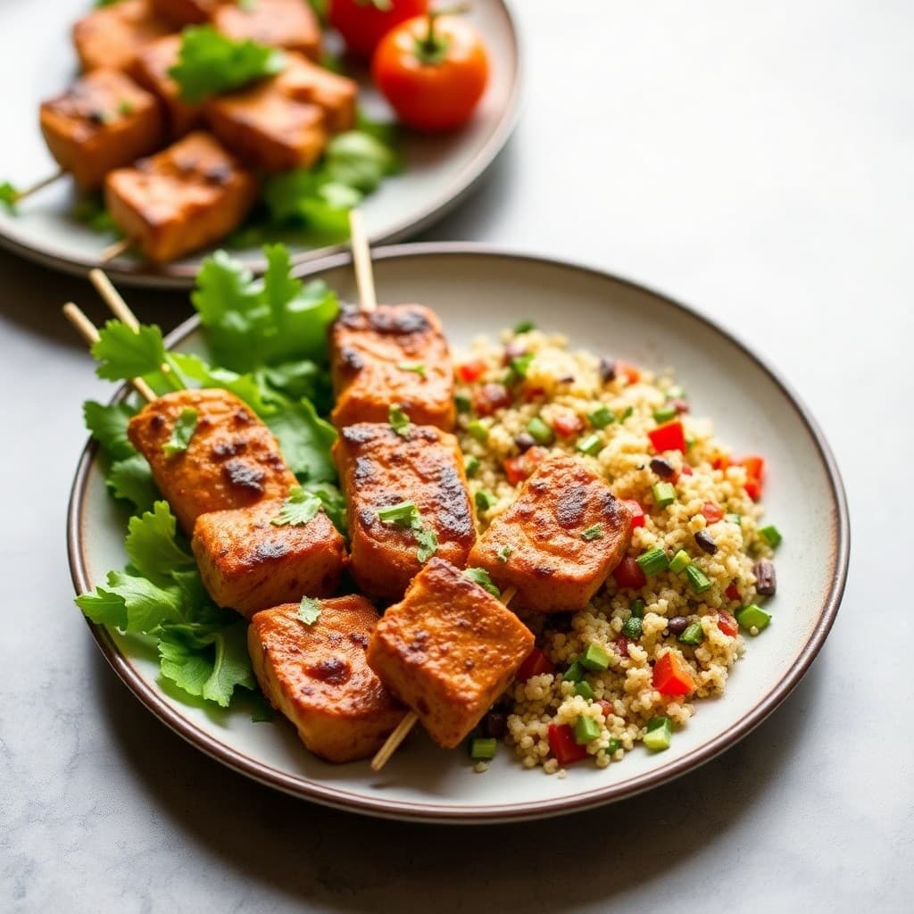 Zesty Moroccan Chicken Skewers with Quinoa Salad