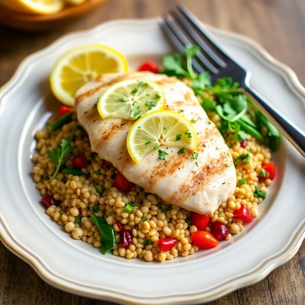 Zesty Lemon Chicken Piccata with Farro Salad