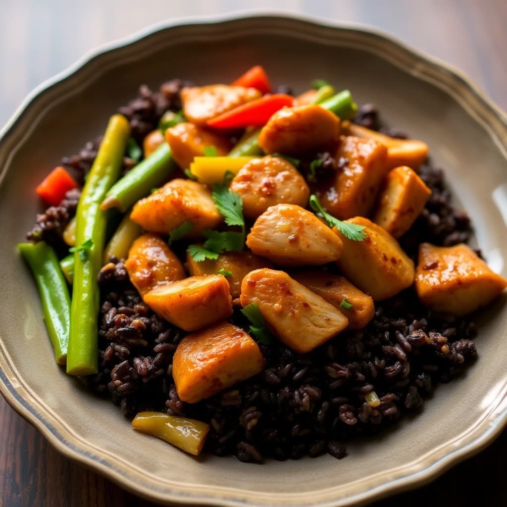 Teriyaki Chicken Stir-Fry with Forbidden Rice