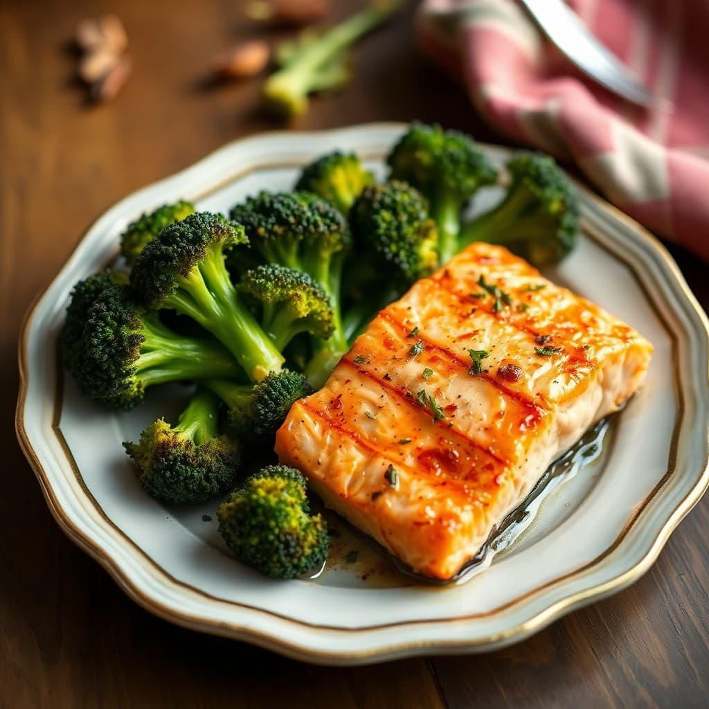 Autumn Roasted Salmon and Broccoli