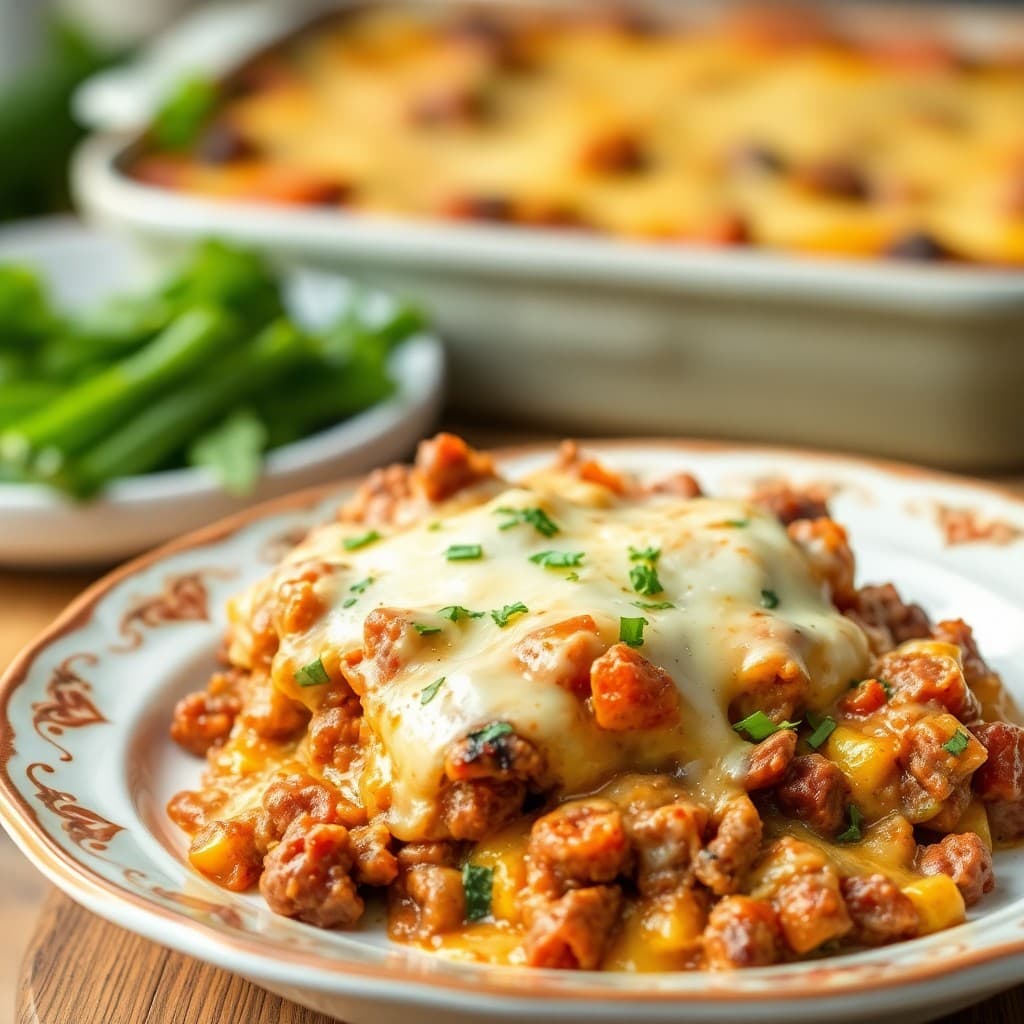 Cheesy Beef Zucchini Bake
