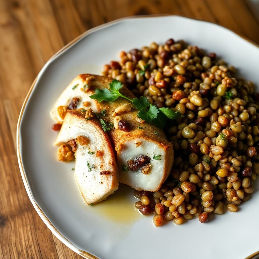Sicilian Swordfish Involtini with Lentil & Farro Pilaf
