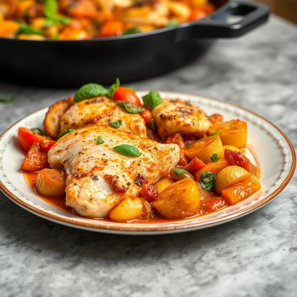Tuscan Chicken and Vegetable Skillet