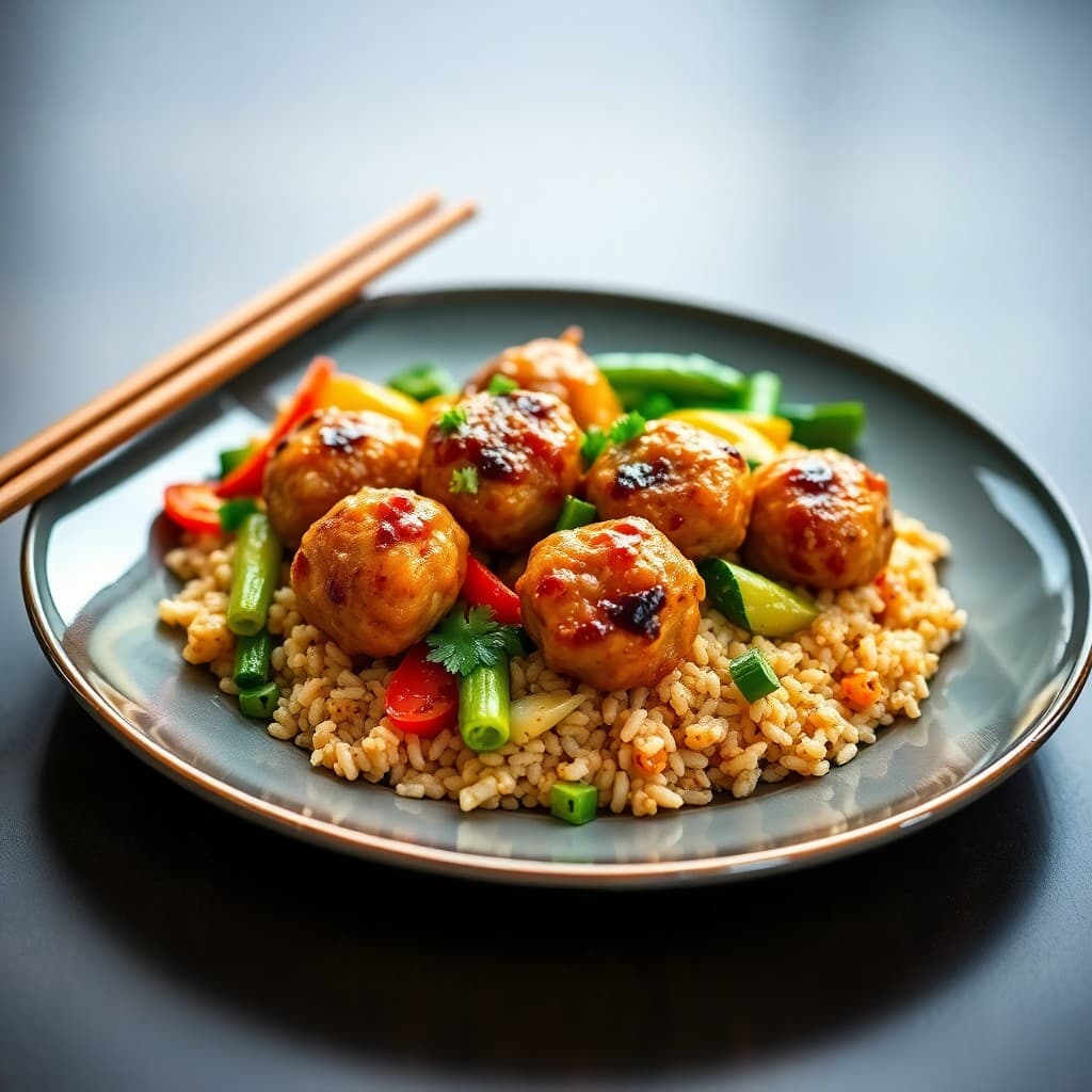 Teriyaki Chicken Meatball Stir-Fry