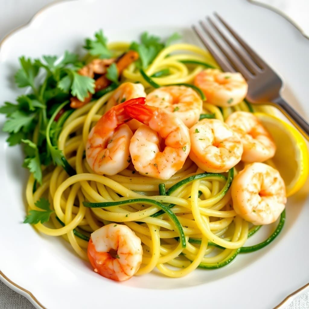 Zesty Lemon-Garlic Shrimp Scampi with Zucchini Noodles