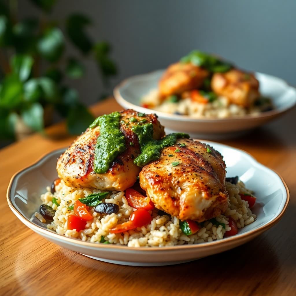 Garlic Herb Chicken Pesto Bowls