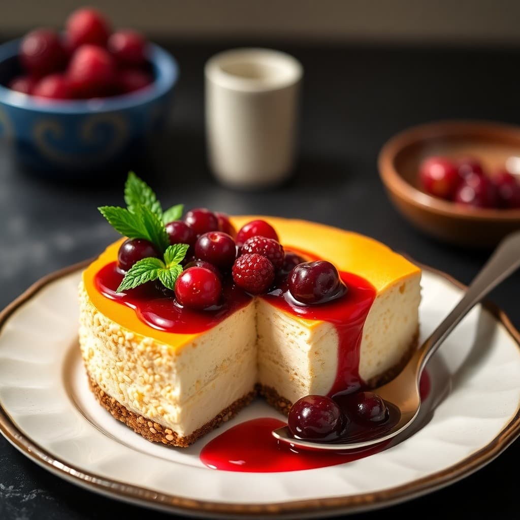 Korean Baked Sesame Cheesecake