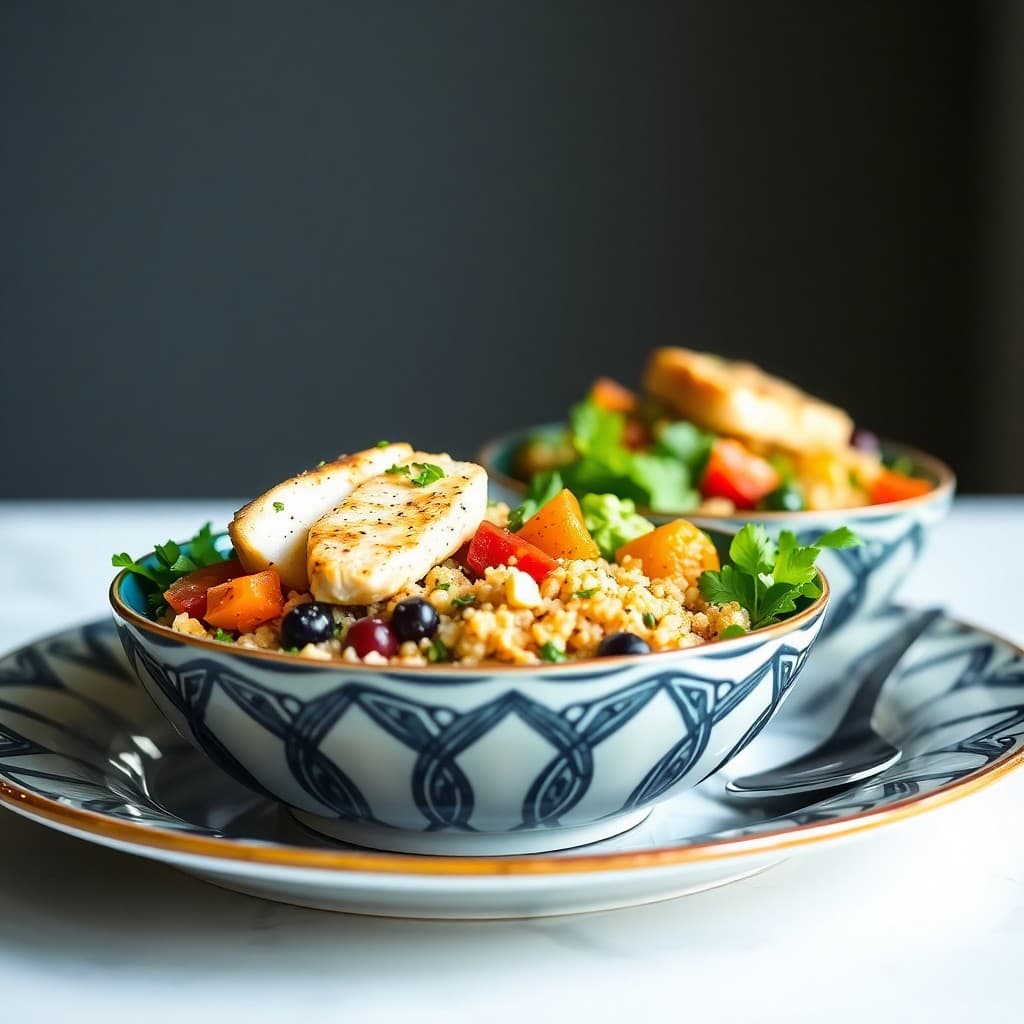 Mediterranean Quinoa Bowls with Roasted Vegetables and Lemon-Herb Tuna
