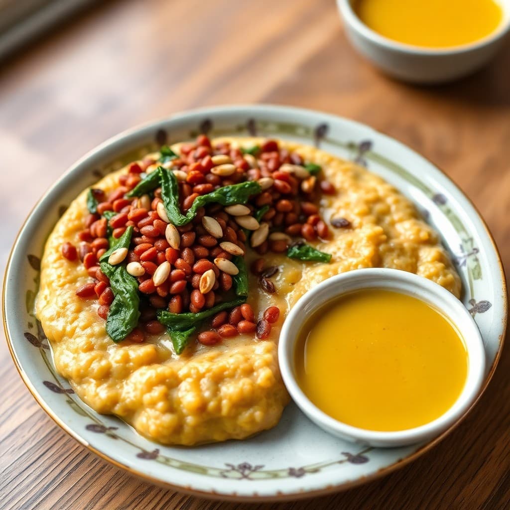 Ethiopian Spiced Lentil & Millet Porridge with Ginger-Turmeric Broth