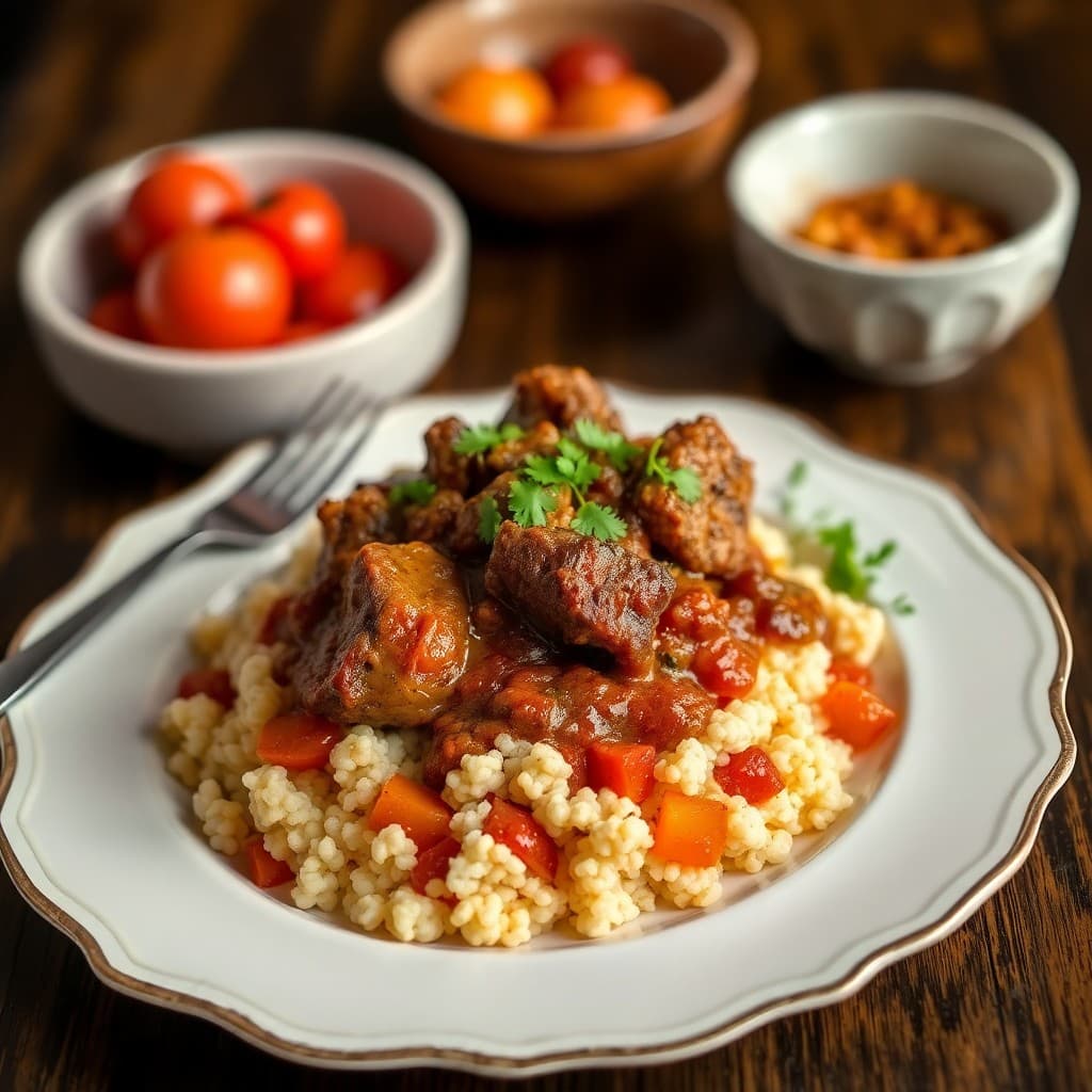 Moroccan Spiced Lamb Tagine with Apricot Couscous