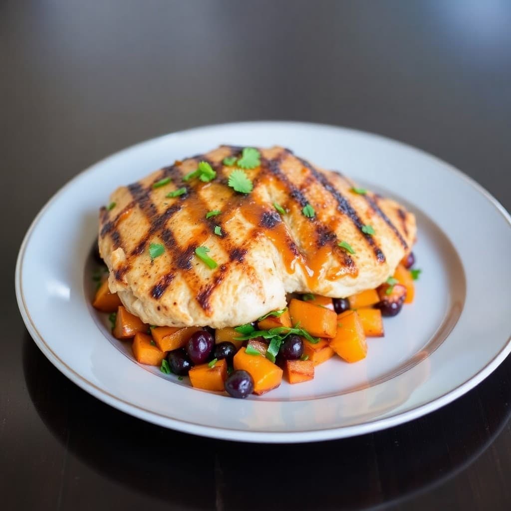 Brazilian Grilled Chimichurri Chicken with Roasted Sweet Potato Salad
