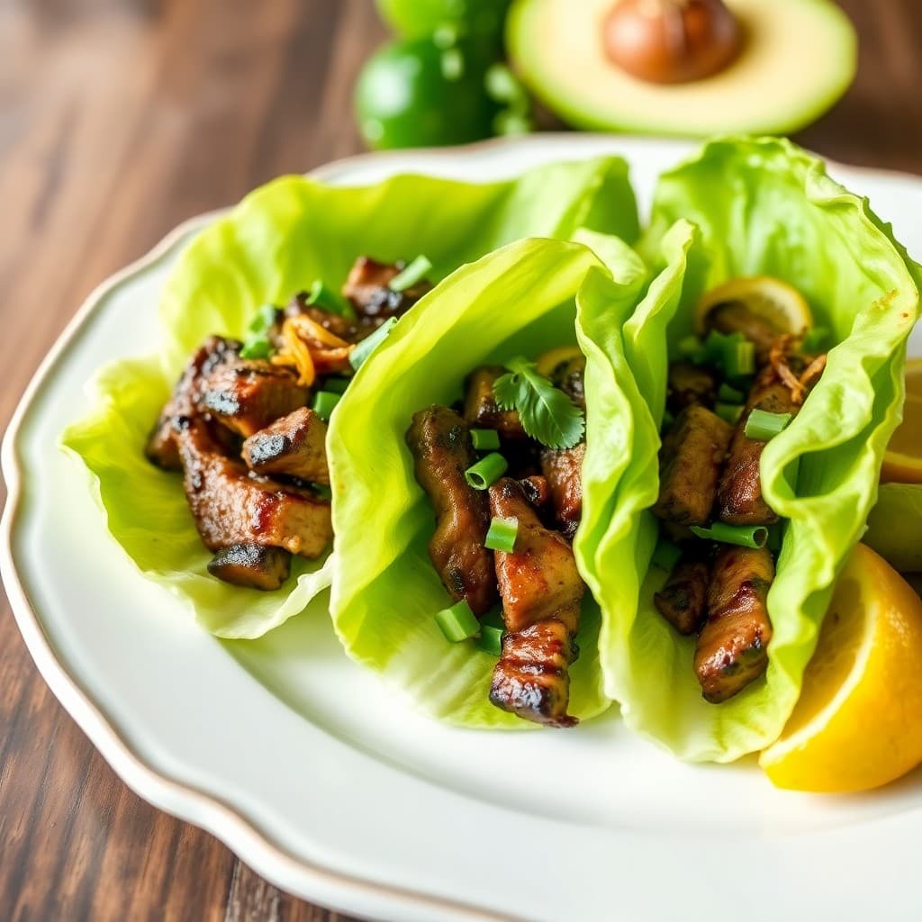 Vietnamese Lemongrass Beef Lettuce Wraps with Charred Shallots