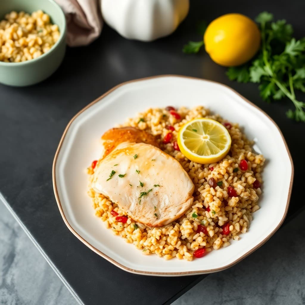 Honey Lemon Chicken with Quinoa Pilaf