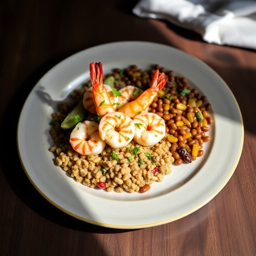 Adriatic Pan-Seared Shrimp with Charred Fennel & Lentil Pilaf