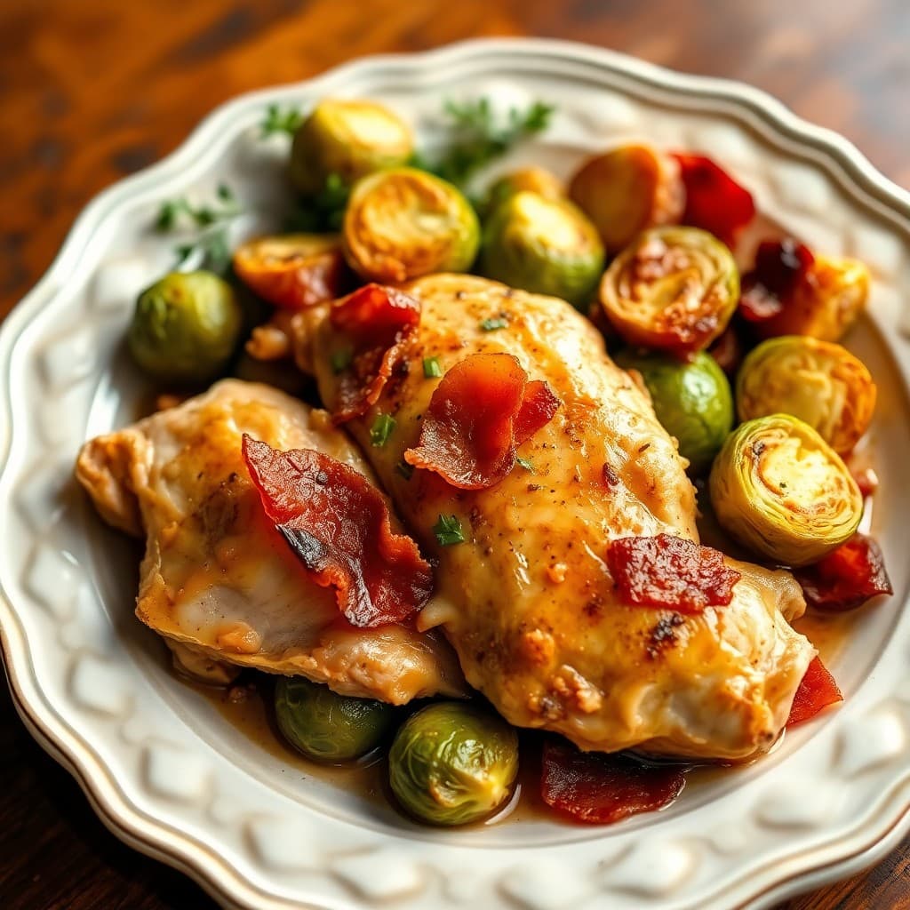 Keto Roasted Chicken with Brussel Sprouts and Bacon