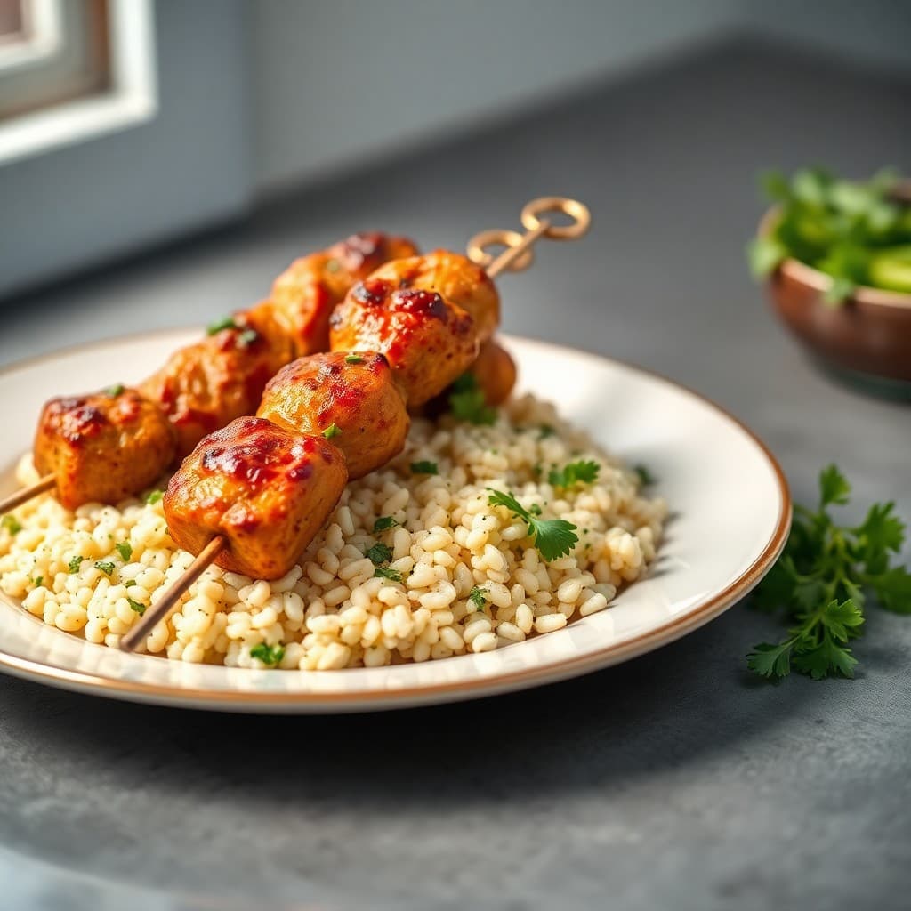 Mouthwatering Moroccan Chicken Skewers with Herbed Couscous