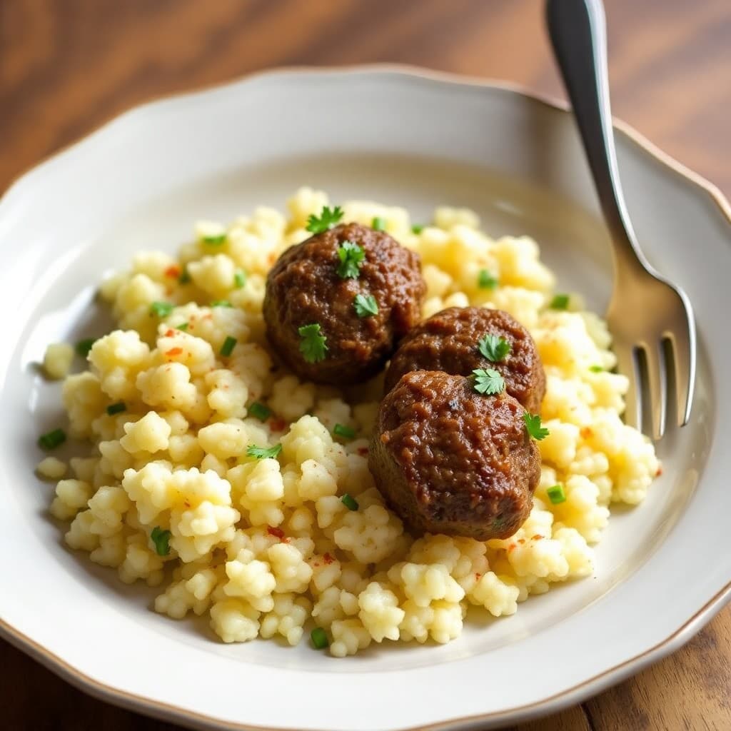 Moroccan Spiced Lamb Meatballs with Cauliflower Couscous