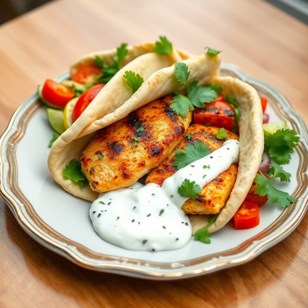 Mediterranean Lemon Chicken Pita with Tzatziki