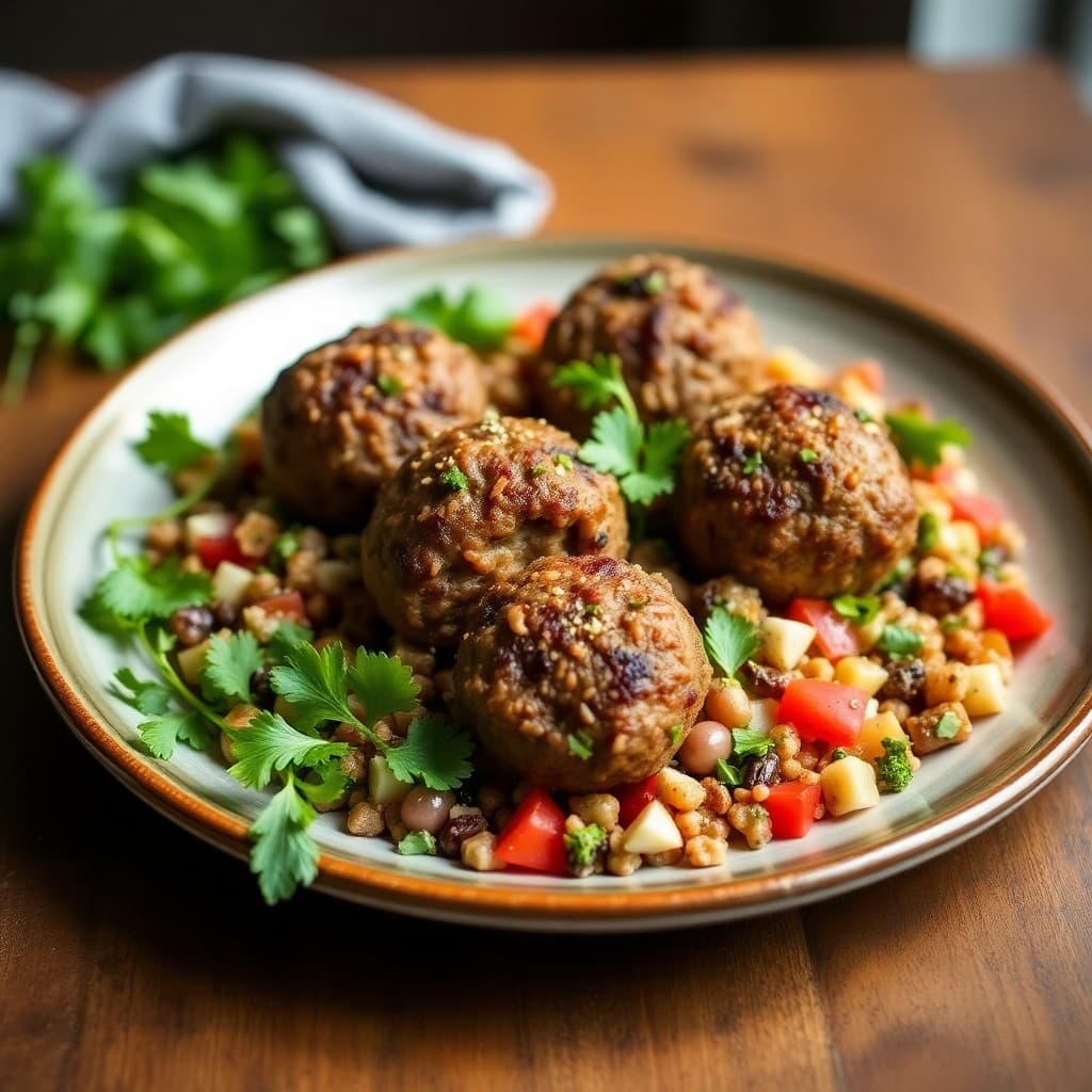 Moroccan Spiced Lamb Meatballs with Tabbouleh Salad