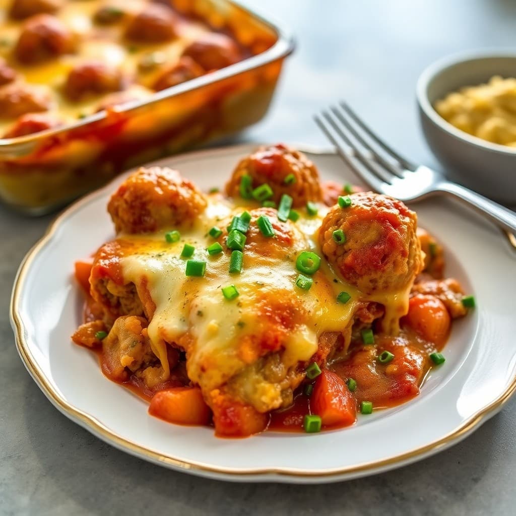 Cheesy Meatball Bake