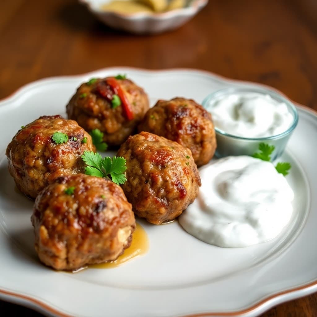 Zesty Greek Lamb Meatballs with Tzatziki Dip