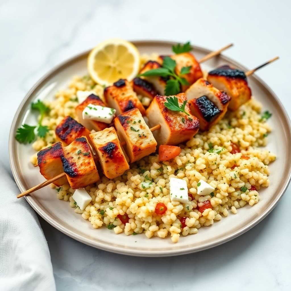 Mediterranean Chicken Feta Skewers