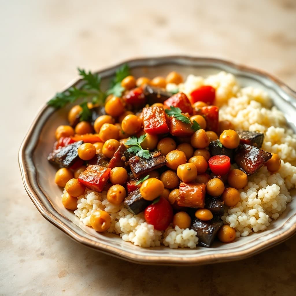 Moroccan-Style Roasted Veggie and Chickpea Tagine