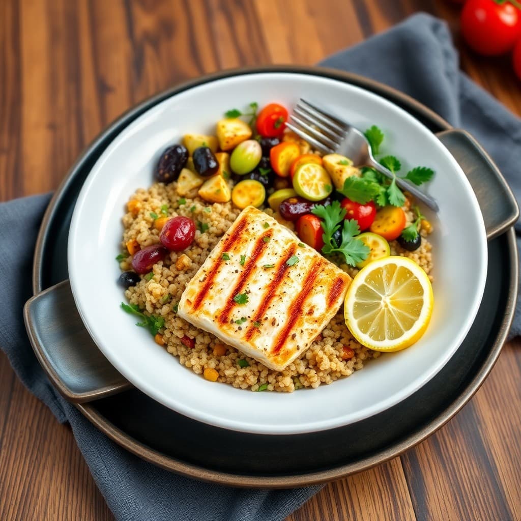 Mediterranean Quinoa Bowls with Grilled Lemon-Garlic Tilapia