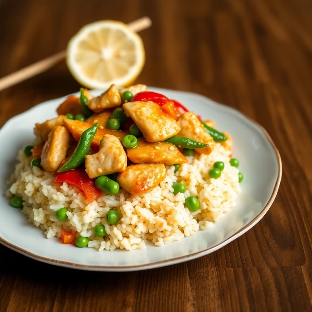 Sesame Ginger Chicken Stir-Fry with Edamame Fried Rice